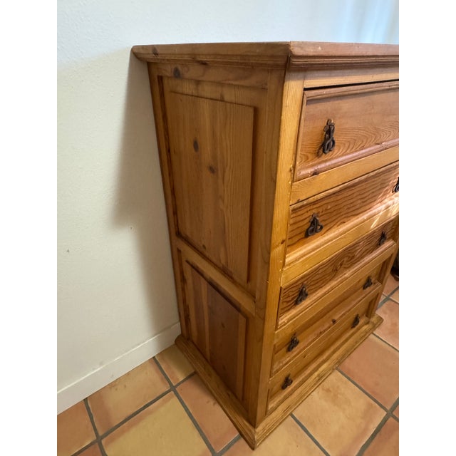 Late 20th Century Mexican Solid Pine Hacienda Five-Drawer Dresser For Sale - Image 4 of 13