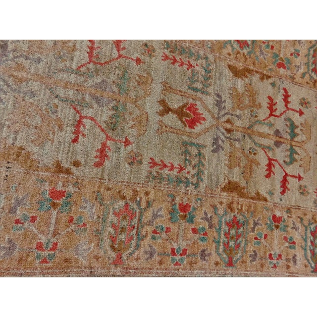 Beige Genuine Hand Knotted Luxury Runner Rug in Ushak Style. 2'8"x 11'2" For Sale - Image 8 of 8