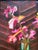 Mid-Century Modern Still Life of Pink Orchids in a Blue Vase, Oil Painting For Sale - Image 3 of 10