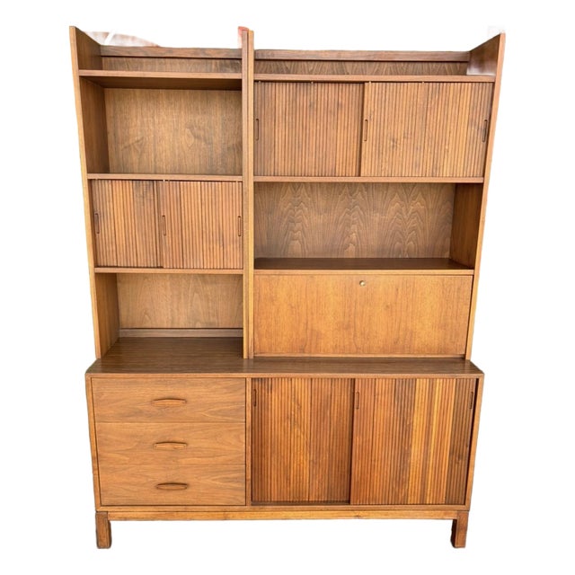 Mid Century Wall Unit Attr to Foster McDavid For Sale