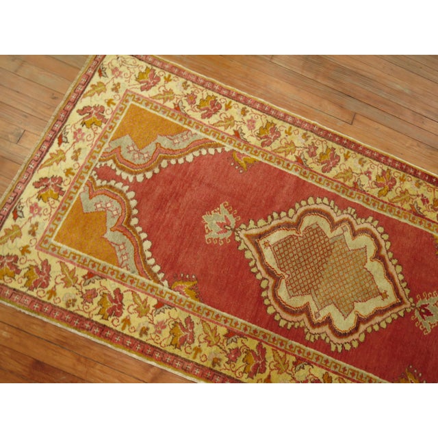 One of a kind, mid 20th-century Hand-knotted Turkish Oushak Small Runner Professionally Washed & personally vetted. Ready...