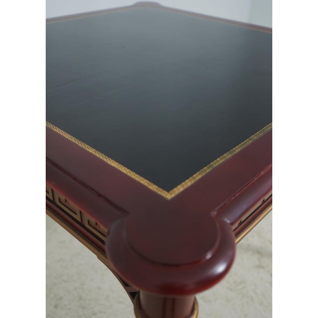 Kindel Leather Top Bamboo Form Leg Games Table For Sale - Image 12 of 15