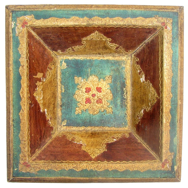 Large Italian giltwood bowl in an interesting trapezoidal shape. Mark en verso of Florentia, Hand Made in Italy. Very good...