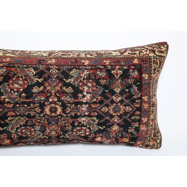 Early 20th Century Oriental Antique Handwoven Lumpar Rug Pillow Cover -16'' X 32'' For Sale - Image 5 of 11