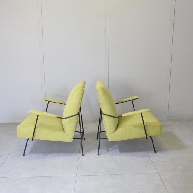 Metal Slipper Chairs in Tubular Metal by Mario Franchioni for Framar, 1950s, Set of 2 For Sale - Image 7 of 13