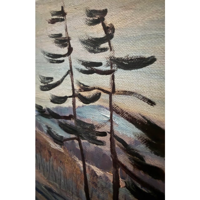 Mid 20th Century Mid Century Modern Winter Scene Original Painting Signed Dori Thomson For Sale - Image 4 of 6