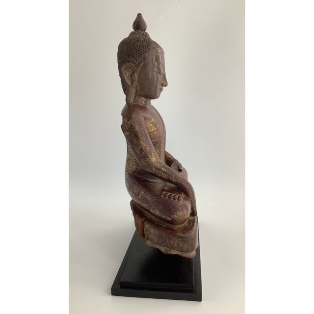 Antique 18th Century Buddha Carved Statue, Shan Burma, Large 24", With Coa For Sale - Image 4 of 10