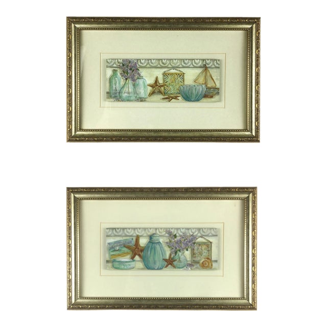 Set of Prints Framed and Matted Under Glass Beach Themed For Sale