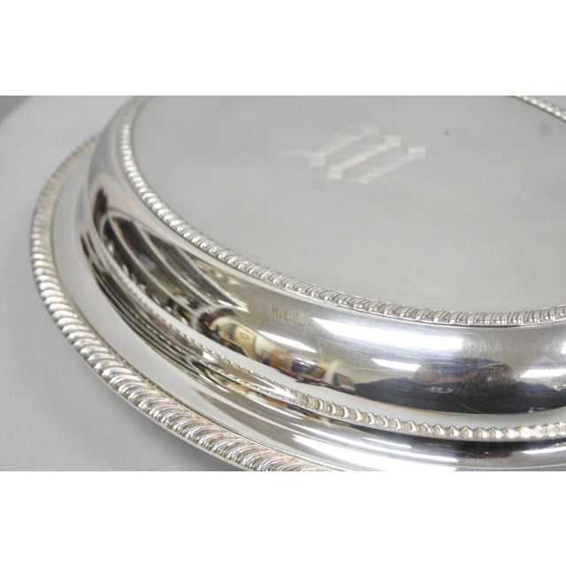 Antique English Regency Silver Plated Large Covered Serving Dish 'M" Monogram For Sale - Image 4 of 17