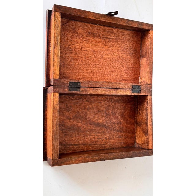 French Wooden Box with Geometric Floral Ceramic Inlay, 1950s For Sale - Image 14 of 15