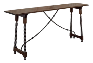 19th Century Spanish Walnut Console ~ Sofa Table With Wrought Iron
