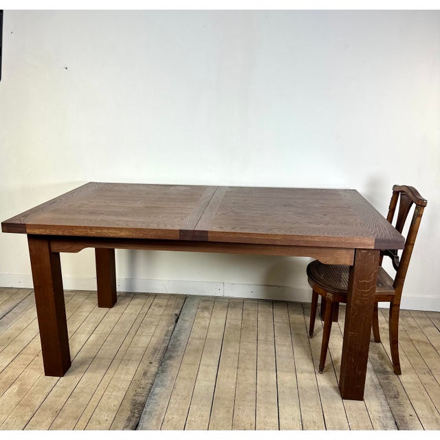 Brutalist Oak Table with 2 Extension Leaves, 1990s For Sale - Image 6 of 13