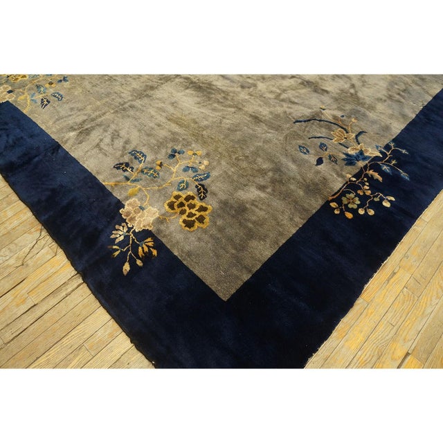 Textile 1920s Antique Solid Gray Art Deco Chinese Peking Wool Knotted 9' 2"x11' 3" Rug For Sale - Image 7 of 9