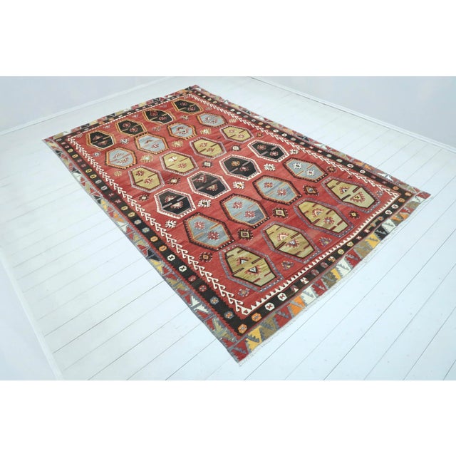 This georgeous rug from easthern of Turkey Sivas nomads kilim rug. This beautiful kilim rug made with pure wool on cotton...