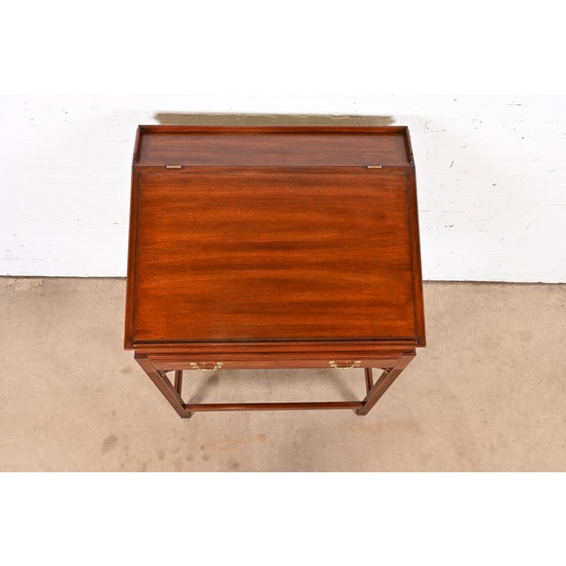 Brown Henkel Moore Chippendale Carved Mahogany Slant Front Architect's Desk For Sale - Image 8 of 12