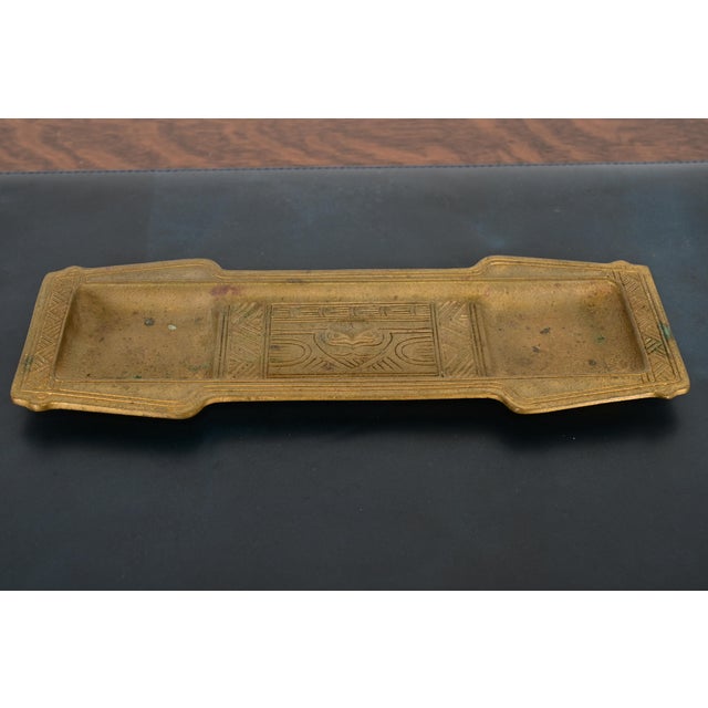 Tiffany Studios New York American Indian Pattern Bronze Doré Pen Tray For Sale - Image 10 of 10