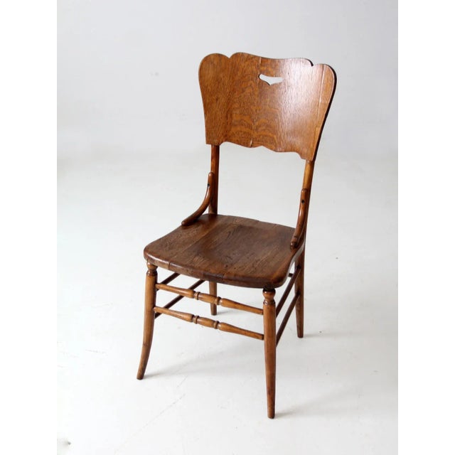 Antique Oak Accent Chair For Sale - Image 6 of 12