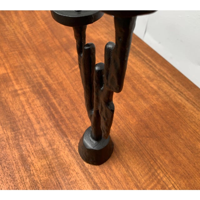 Vintage Brutalist Sculptural Metal Candleholder For Sale - Image 12 of 18