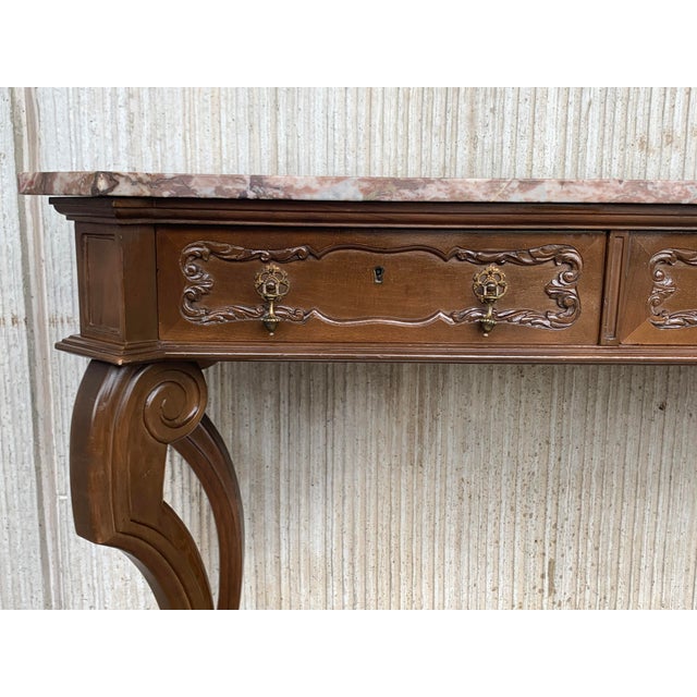 Brown 20th Century Neoclassical Revival Marble Top Console Table For Sale - Image 8 of 11