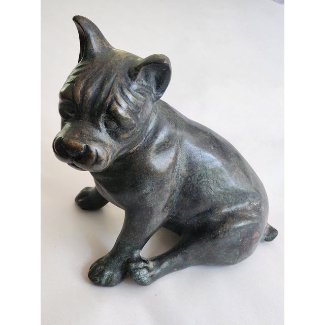 Maitland - Smith 1980s Maitland-Smith Dog Sculpture Bronze Cast Metal Resting Pug Boxer Puppy Model For Sale - Image 4 of 9