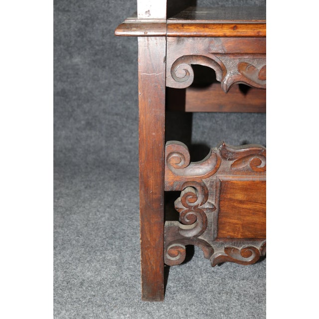 Brown Fine Quality Antique Carved Walnut Spanish Colonial Throne Armchair For Sale - Image 8 of 12