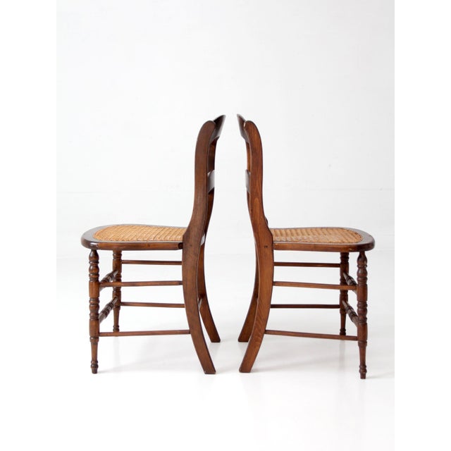 Antique Cane Seat Dining Chairs Pair For Sale - Image 10 of 11