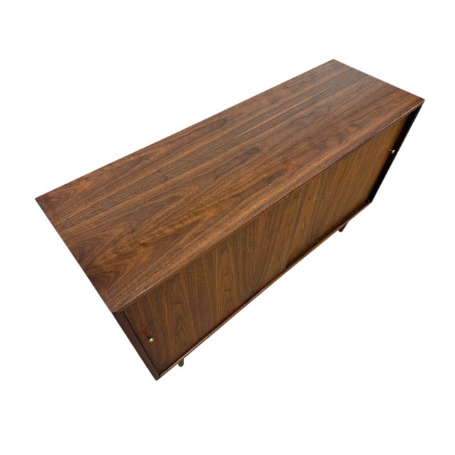 Mid-Century Modern Sliding Door Walnut Storage Cabinet For Sale In Philadelphia - Image 6 of 8