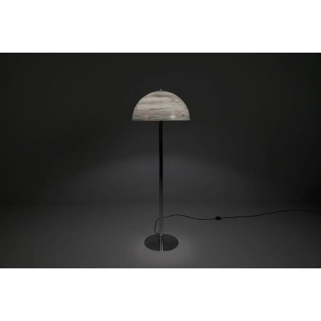 Mid-Century Modern Chrome Floor Lamp in Marble Look, 1960s For Sale - Image 3 of 12