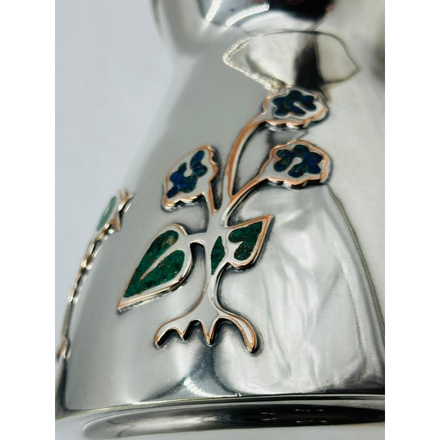 1960s Los Castillo Taxco Malachite & Silver Plate Bird Pitcher For Sale - Image 15 of 15