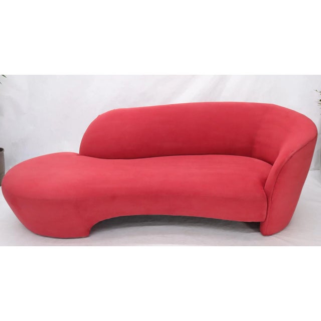 Weiman preview chaise lounge sofa in red ultra-suede. Kagan decor match.