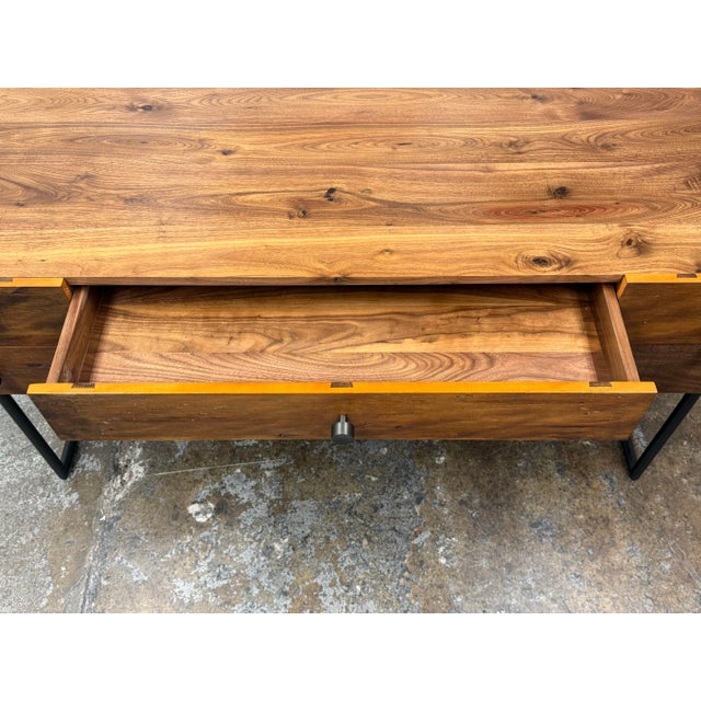 Crate & Barrel Atwood Rustic Industrial Desk For Sale - Image 9 of 12