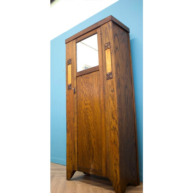 Antique Edwardian Arts and Crafts Oak Wardrobe, 1900s For Sale - Image 6 of 10