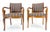 Pair of Regency Style Carved Open Arm Fireside Lounge Chairs Stripe Upholstery For Sale - Image 13 of 18