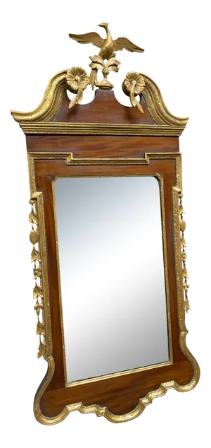 19th Century Federal Style Gilded Mahogany Wall Mirror With Phoenix Crest