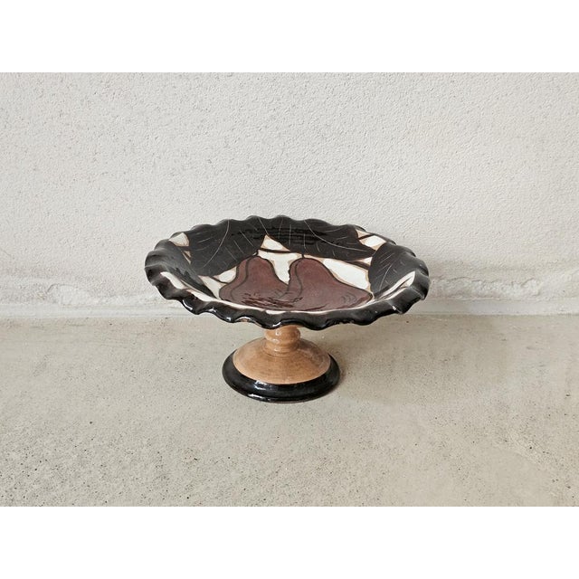 Italian Hand-Painted Ceramic Cake Stand by Enzo Nesti, 1920s For Sale - Image 3 of 9