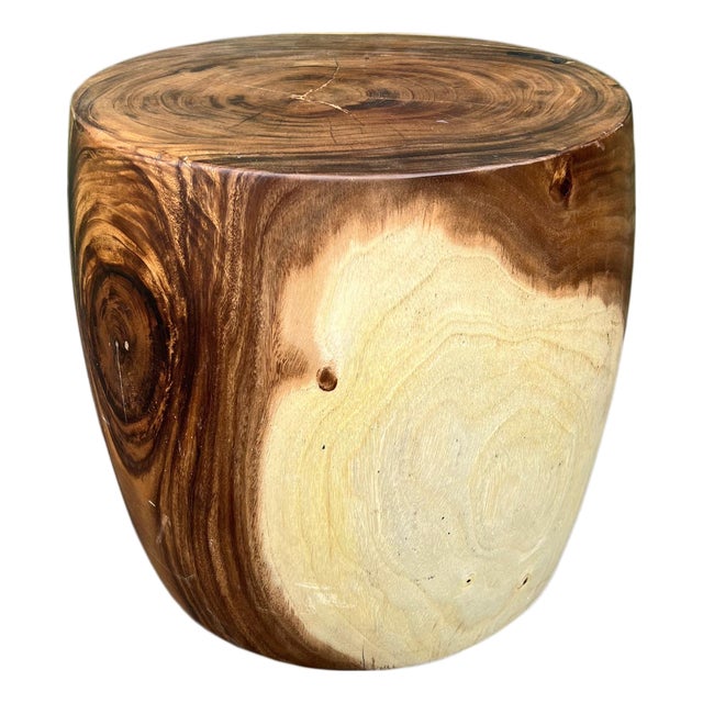 Monkey Pod Drum Stool / Side Table For Sale
