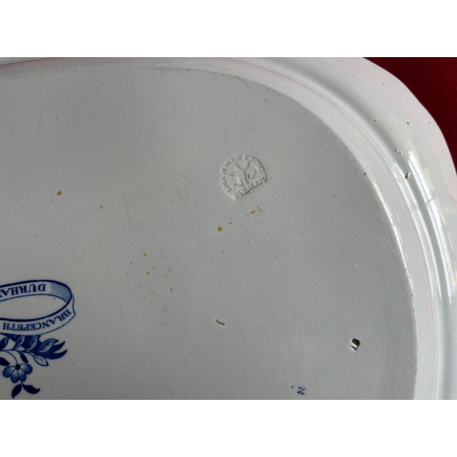 Early 19th Century Antique 19th Century Enoch Wood and Sons, Burslem Blue Transferware Turkey Platter - Brancepeth Castle, Durham Circa 1825 For Sale - Image 5 of 5