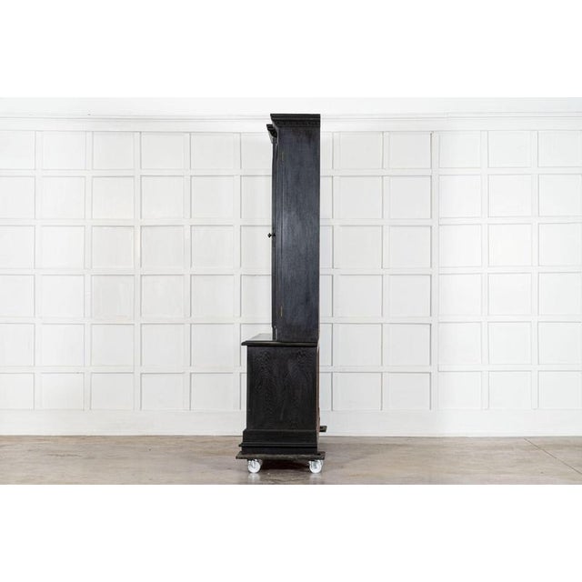 Large 19th Century English Ebonised Oak Glazed Bookcase, 1880s For Sale - Image 6 of 17