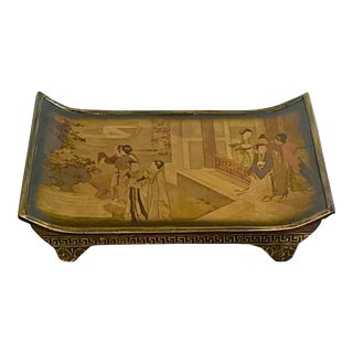 Vintage Chinoiserie Bentwood Footed Serving Display Tray For Sale