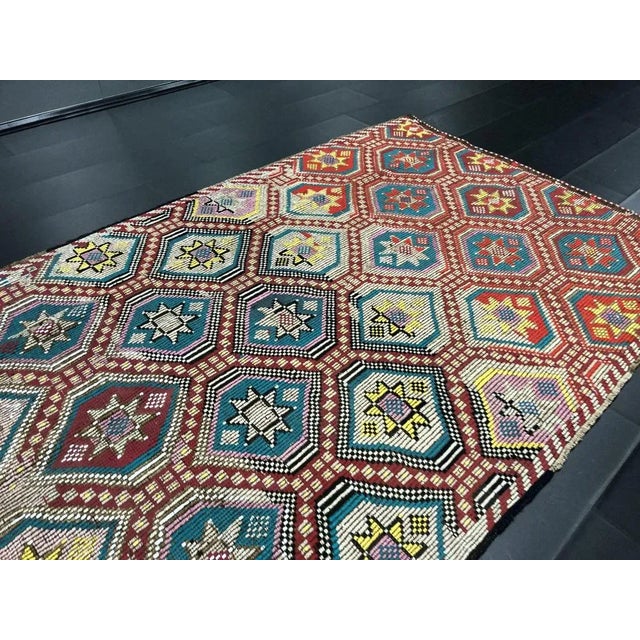 Antique Colorful Kilim For Sale - Image 4 of 6