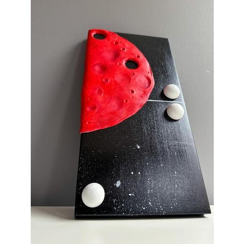 Vera Vizzi, Modular Domino Wall Sculpture Red Lunar Panel, 2026, Mixed-Media Foam Clay on Wood For Sale - Image 4 of 11