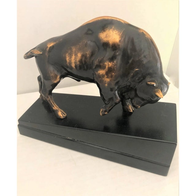 Mid 20th Century Bronze Bison Bookends- a Pair For Sale In Pittsburgh - Image 6 of 10