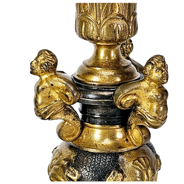 Late 19th Century Renaissance Revival Gilt and Patinated Metal Candlesticks, Pair For Sale In San Francisco - Image 6 of 13