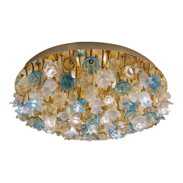 Decorative Gold Murano Glass Flush Mount with Floral Motif by Simoeng for Simoeng For Sale - Image 6 of 7