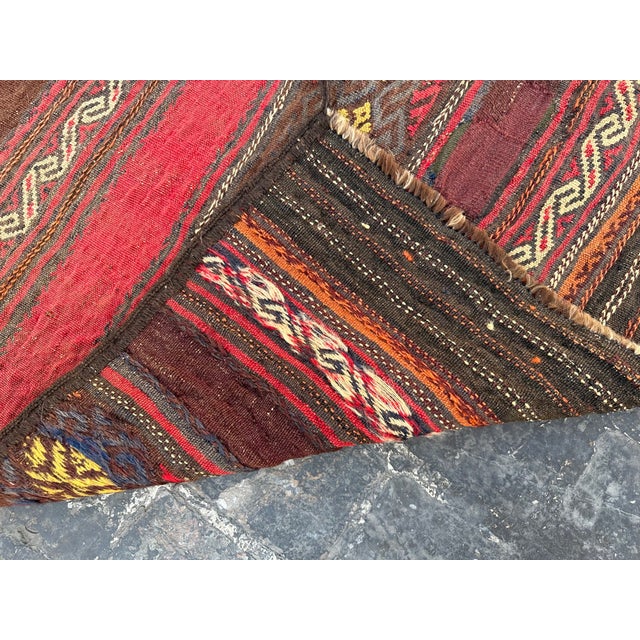 Textile Afghan Vintage Flat Weave Kilim Runner For Sale - Image 7 of 7