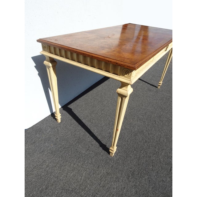 Brown Vintage French Country Writing Executive Desk ~ Library Table by Shultz & Behrle For Sale - Image 8 of 13