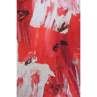 Abstract Red & White Print For Sale