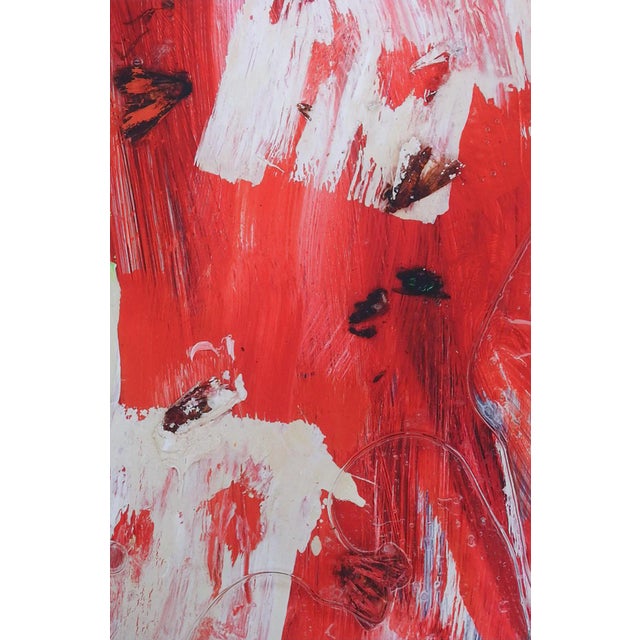 Abstract Red & White Print For Sale