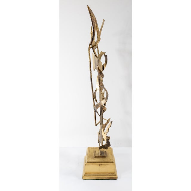Mid-Century Modern Gold Painted Brutalist Metal Sculpture For Sale - Image 4 of 7