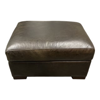 Crate & Barrel Axis Leather Ottoman For Sale